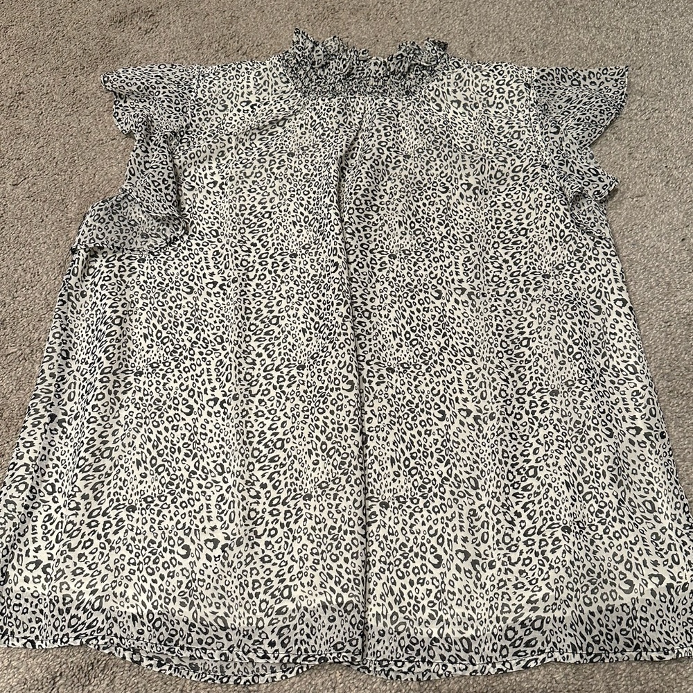 Leopard Print Ruffle Blouse